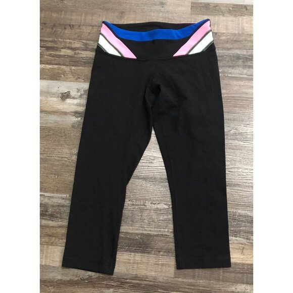 Lululemon Wunder Under Size 6 Crop Cropped Athletic Leggings Black Multi Color - Picture 1 of 5